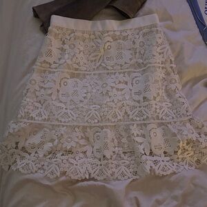 SELF Portrait Elegant White Lace Skirt
